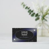 Noble Black Blue Glitter Stars Diamonds met Logo Visitekaartje (Staand voorkant)