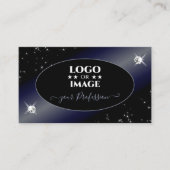 Noble Black Blue Glitter Stars Diamonds met Logo Visitekaartje (Voorkant)