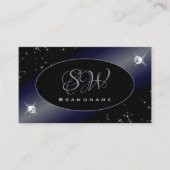 Noble Black Blue Glitter Stars Diamonds Visitekaartje (Voorkant)