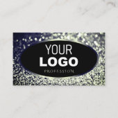 Noble Black Blue Silver Sparkle Glitter Toevoegen  Visitekaartje (Voorkant)