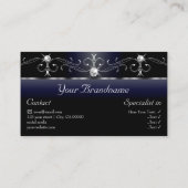 Noble Black Blue White Squiggings Jewels met foto Visitekaartje (Achterkant)