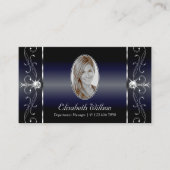 Noble Black Blue White Squiggings Jewels met foto Visitekaartje (Voorkant)