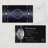 Noble Black Blue White Squiggins Jewels Logo Foto Visitekaartje (Voorkant / Achterkant)