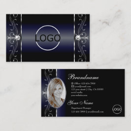 Noble Black Blue White Squiggins Jewels Logo Foto Visitekaartje