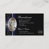 Noble Black Blue White Squiggins Jewels Logo Foto Visitekaartje (Achterkant)