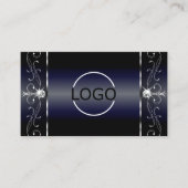 Noble Black Blue White Squiggins Jewels Logo Foto Visitekaartje (Voorkant)