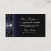 Noble Black Blue White Squiggins Jewels Ornamental Visitekaartje (Achterkant)