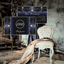 Noble Black Blue White Squiggins met Logo Visitekaartje