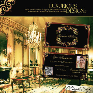 Noble Black Brown Gold met foto- en QR-code Visitekaartje
