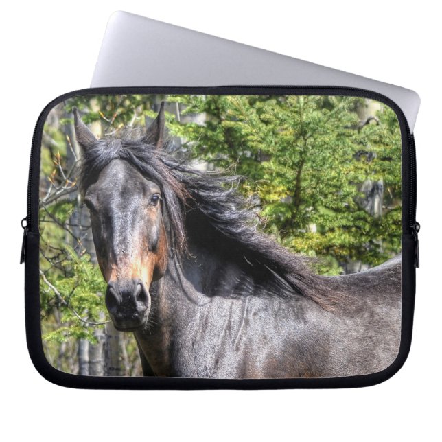 Noble Black Champion Stallion Horse Equine Laptop Sleeve (Voorkant)