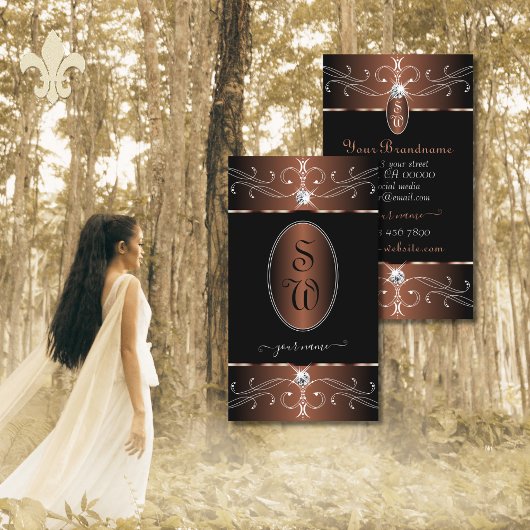 Noble Black Coffee Brown  Ornamenten Initialen Visitekaartje