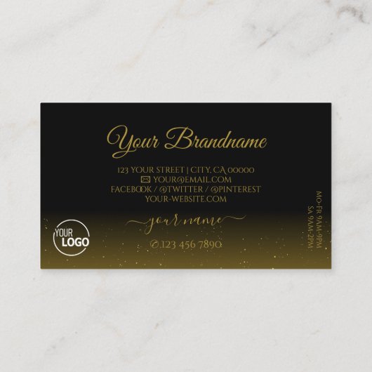 Noble Black Dark Gold Sparkling Diamonds met Logo Visitekaartje (Achterkant)