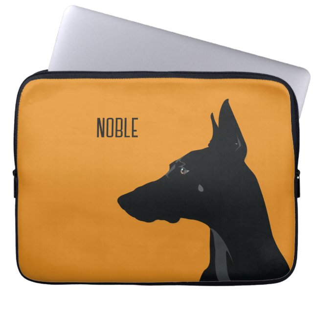 Noble Black Doberman Laptop Sleeve (Voorkant)