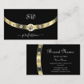 Noble Black en Gold met Monogram Professional Visitekaartje (Voorkant / Achterkant)