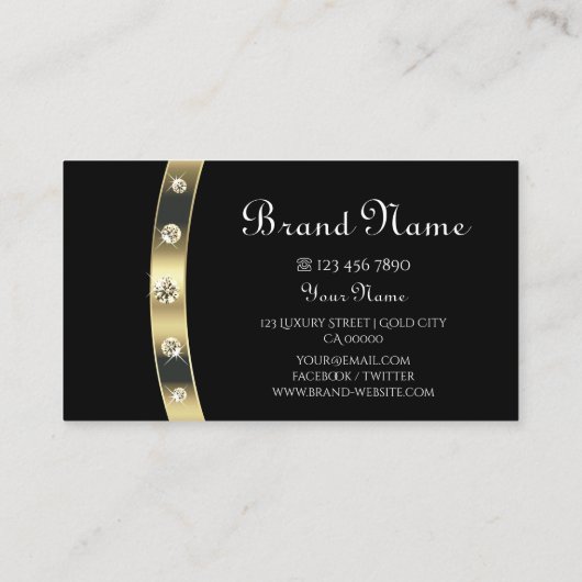Noble Black en Gold met Monogram Professional Visitekaartje (Achterkant)