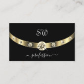 Noble Black en Gold met Monogram Professional Visitekaartje (Voorkant)