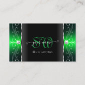 Noble Black en Green Squiggings Jewels Monogram Visitekaartje (Voorkant)