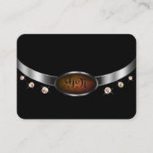 Noble Black en Silver met Initialen Strass Visitekaartje (Voorkant)