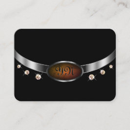 Noble Black en Silver met Initialen Strass Visitekaartje