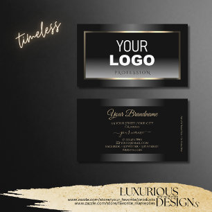Noble Black en White Gradient Gold Lijst Voeg Logo Visitekaartje