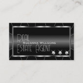 Noble Black en White met diamanten en stijlvol Log Visitekaartje (Voorkant)