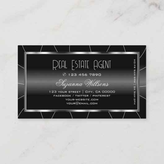 Noble Black en White met Diamonds Professional Visitekaartje (Achterkant)