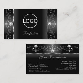 Noble Black en White Squiggings Jewels met Logo Visitekaartje