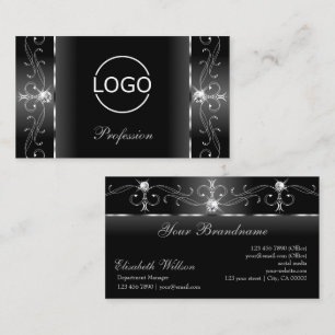 Noble Black en White Squiggings Jewels met Logo Visitekaartje