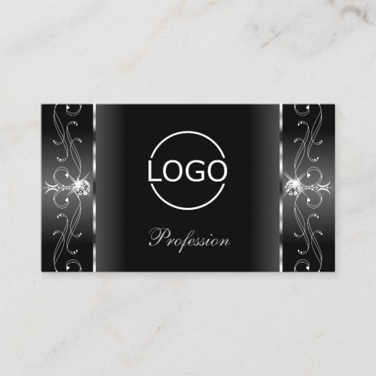 Noble Black en White Squiggings Jewels met Logo Visitekaartje (Voorkant)