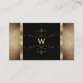 Noble Black Gold Glitter Ornamental met monogram Visitekaartje (Voorkant)