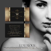 Noble Black Gold Glitter Ornamental met monogram Visitekaartje