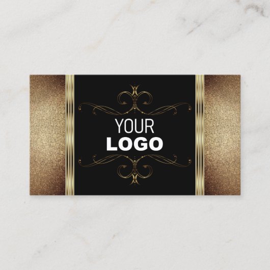 Noble Black Gold Glitter sierental Logo Visitekaartje (Voorkant)