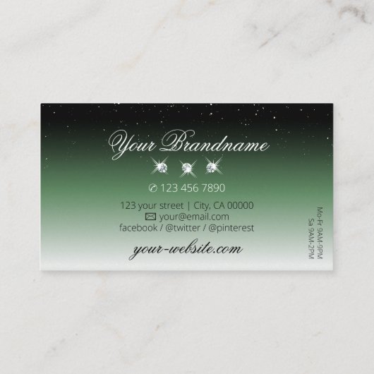 Noble Black Green Ombre Sparkle Diamonds Elegant Visitekaartje (Achterkant)
