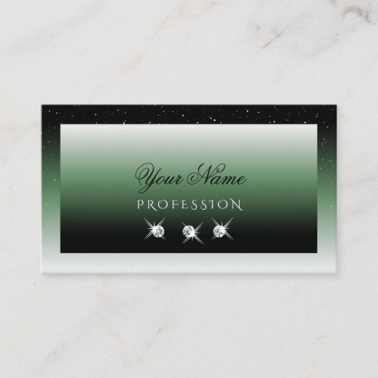Noble Black Green Ombre Sparkle Diamonds Elegant Visitekaartje (Voorkant)