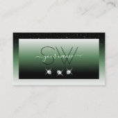 Noble Black Green Ombre Sparkle Diamonds Initialen Visitekaartje (Voorkant)