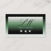 Noble Black Green Ombre Sparkle Diamonds Monogram Visitekaartje (Voorkant)