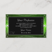 Noble Black Green  Sparkle Diamonds Initialen Visitekaartje (Achterkant)