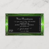 Noble Black Green  Sparkle Diamonds Monogram Visitekaartje (Achterkant)