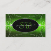 Noble Black Green  Sparkle Diamonds Monogram Visitekaartje (Voorkant)