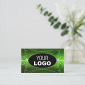 Noble Black Green Sparkle Diamonds voegt Logo toe Visitekaartje (Staand voorkant)