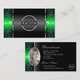 Noble Black Green Squiggings Jewels Logo en foto Visitekaartje