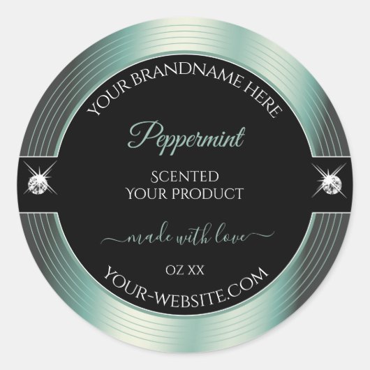 Noble Black Icy Blauwgroen Shiny Brilliant Product Ronde Sticker (Voorkant)