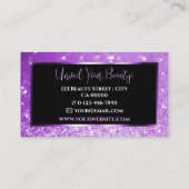 Noble Black Luxe Paarse Ombre Sparkling Glitter Visitekaartje (Achterkant)