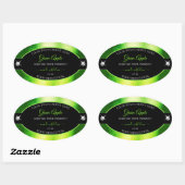 Noble Black Marbled Green Brilliants Productlabel Ovale Sticker (Vel)