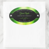 Noble Black Marbled Green Brilliants Productlabel Ovale Sticker (Tas)