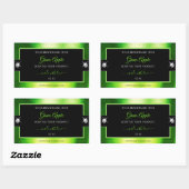 Noble Black Marbled Green Brilliants Productlabel Rechthoekige Sticker (Vel)