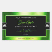 Noble Black Marbled Green Brilliants Productlabel Rechthoekige Sticker (Voorkant)