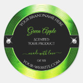 Noble Black Marbled Green Brilliants Productlabel Ronde Sticker (Voorkant)