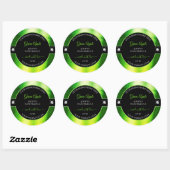 Noble Black Marbled Green Brilliants Productlabel Ronde Sticker (Vel)