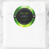 Noble Black Marbled Green Brilliants Productlabel Ronde Sticker (Tas)